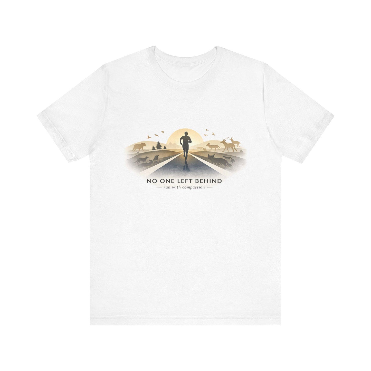 No One Left Behind Vegan Running Shirt | Unisex Plant-Based Tee | Run With Compassion, Motivational