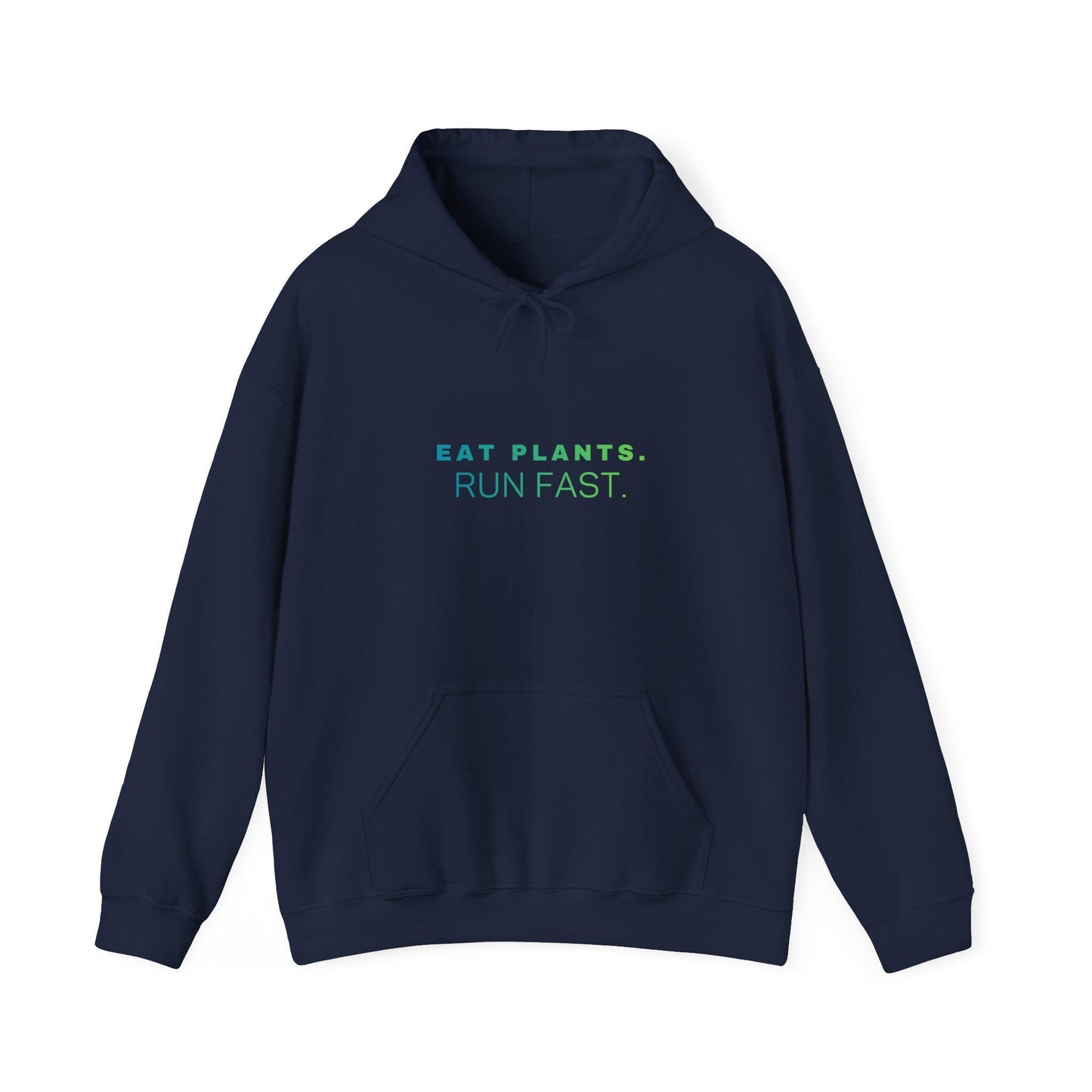 Eat Plants Run Fast Hoodie, Minimalist Vegan Text Sweatshirt, Plant Based Fitness Gift, Simple Typography Pullover
