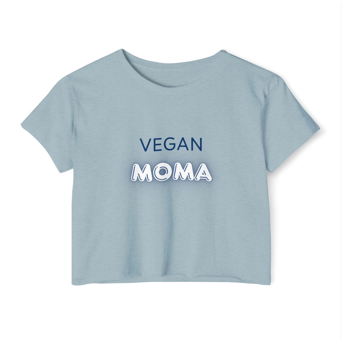 Vegan Moma Crop Top | Plant-Based Mom Shirt, Retro Neon Text