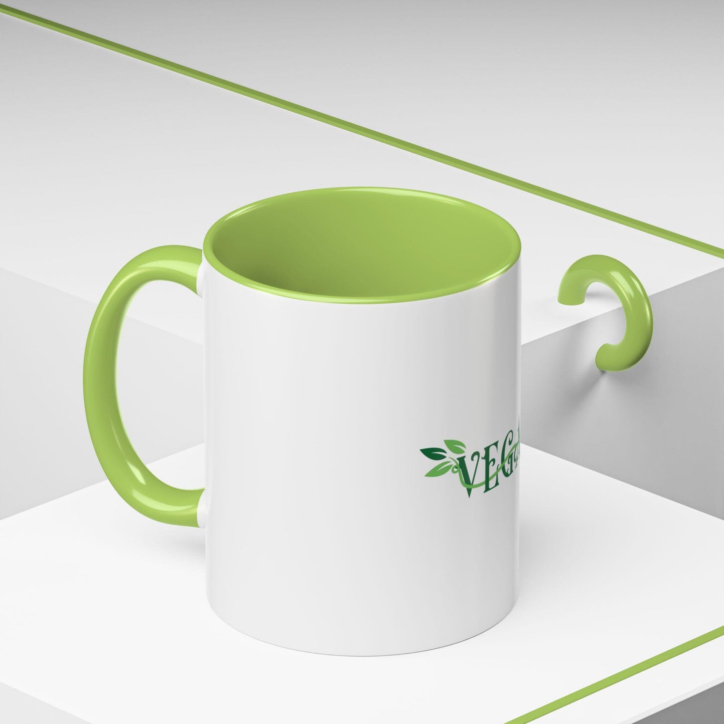 Vegan Leaf Script Mug | Accent Coffee Mug