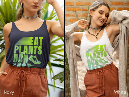 Unisex Vegan Tank Top Vegan Gift for Runner, Plant Based Fitness Shirt, Eat Plants Run Fast Workout Tee, Athletic Vegan Apparel