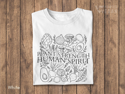 Plant Power Vegan Shirt Plant T-Shirt, Plant Strength Human Spirit Shirts for Gardening Moms, Cottagecore Botanical Shirt