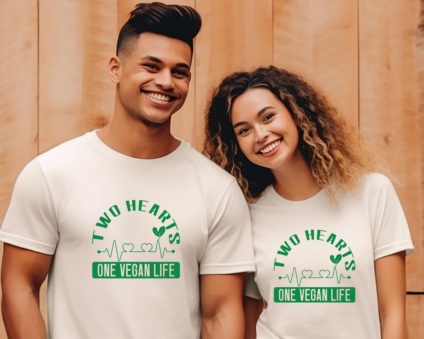 Two Hearts One Vegan Life Shirt, Vegan Couple T-Shirt, Plant Based Valentine Gift, Unisex Ethical Tee