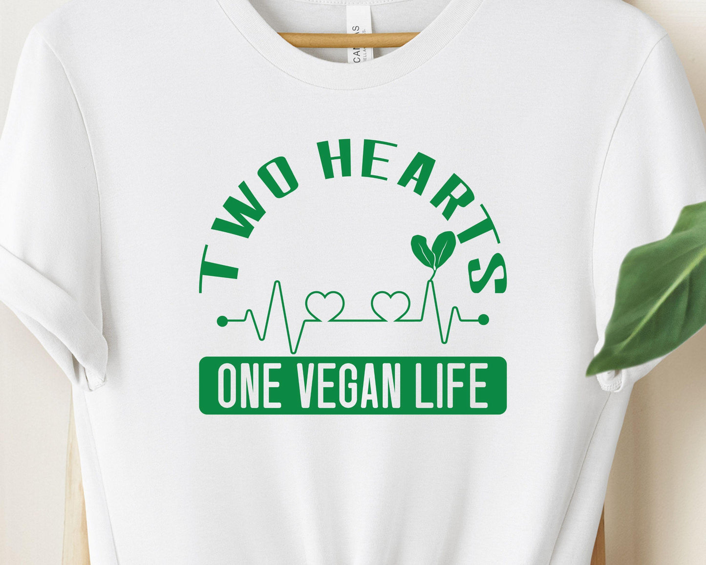 Two Hearts One Vegan Life Shirt, Vegan Couple T-Shirt, Plant Based Valentine Gift, Unisex Ethical Tee