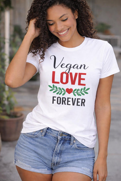 Vegan Love Forever Shirt, Gift for Vegan Girlfriend, Plant Based Valentine