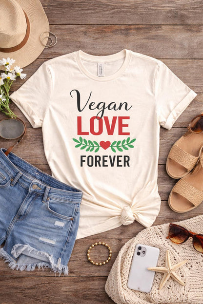 Vegan Love Forever Shirt, Gift for Vegan Girlfriend, Plant Based Valentine