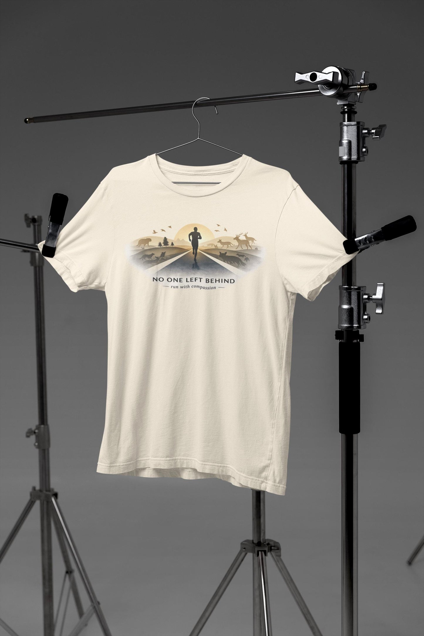 No One Left Behind Vegan Running Shirt | Unisex Plant-Based Tee | Run With Compassion, Motivational