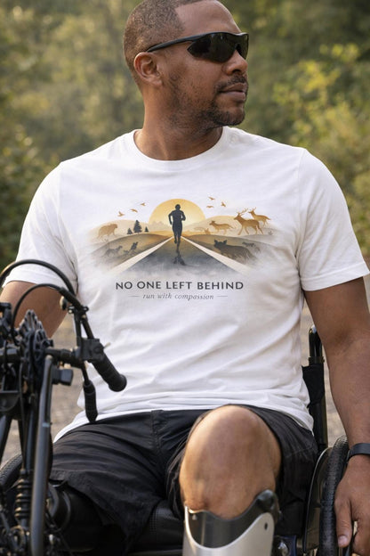 No One Left Behind Vegan Running Shirt | Unisex Plant-Based Tee | Run With Compassion, Motivational