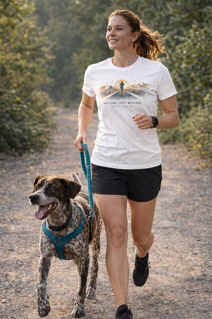 No One Left Behind Vegan Running Shirt | Unisex Plant-Based Tee | Run With Compassion, Motivational