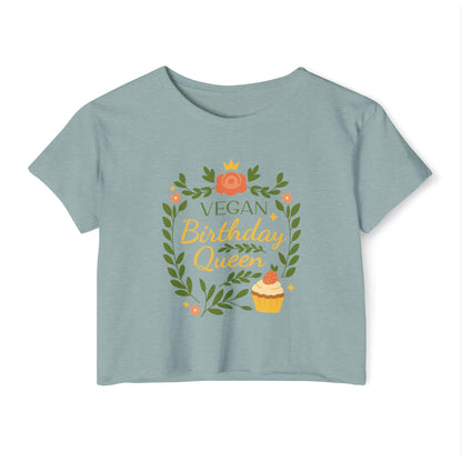 Crop Top Vegan Birthday Shirt Vegan Gift for Her, Vegan Birthday Gift, Vegan Queen Tee, Cute Plant Lover Shirt