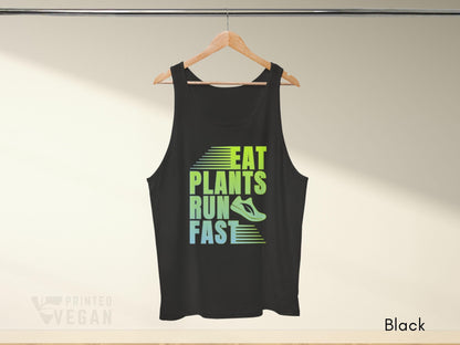 Unisex Vegan Tank Top Vegan Gift for Runner, Plant Based Fitness Shirt, Eat Plants Run Fast Workout Tee, Athletic Vegan Apparel