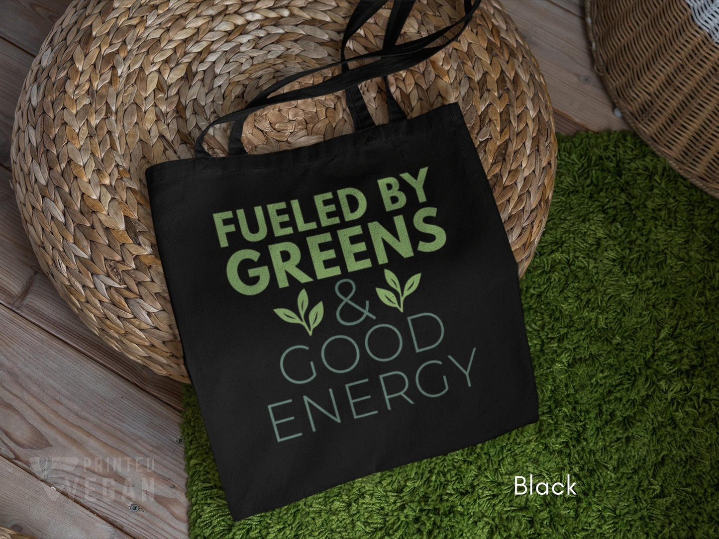 Vegan Tote Bag Plants Bag Fueled By Greens and Good Energy Uplifting Gifts for Gardening Moms, Plant Based Lifestyle Botanical Bag