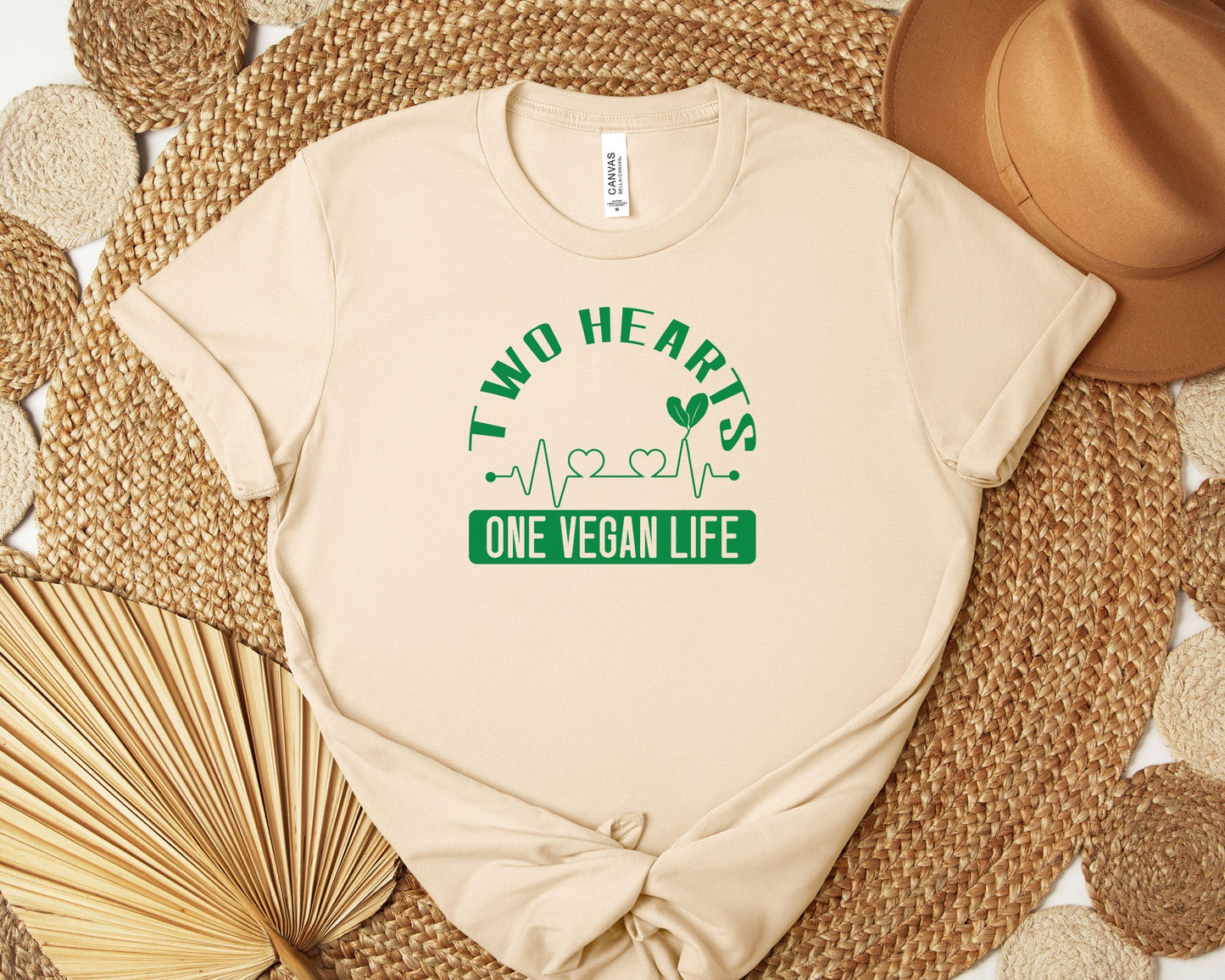 Two Hearts One Vegan Life Shirt, Vegan Couple T-Shirt, Plant Based Valentine Gift, Unisex Ethical Tee