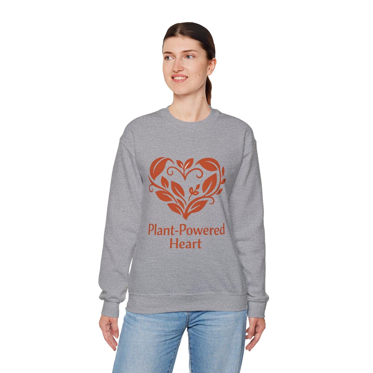 Plant Powered Heart Crewneck Sweatshirt Vegan Love Kindness Inspired Unisex Pullover