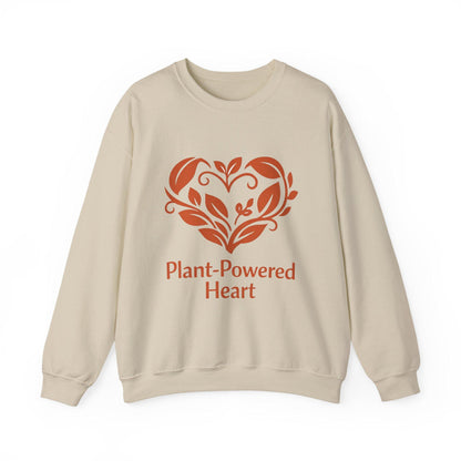 Plant Powered Heart Crewneck Sweatshirt Vegan Love Kindness Inspired Unisex Pullover