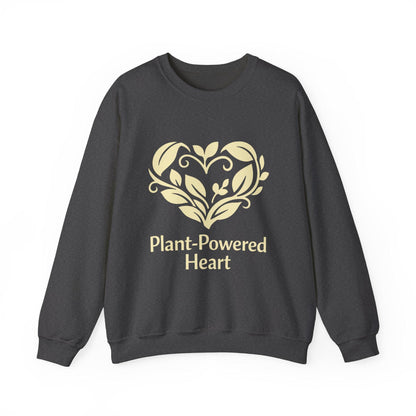 Plant Powered Heart Crewneck Sweatshirt Vegan Love Kindness Inspired Unisex Pullover