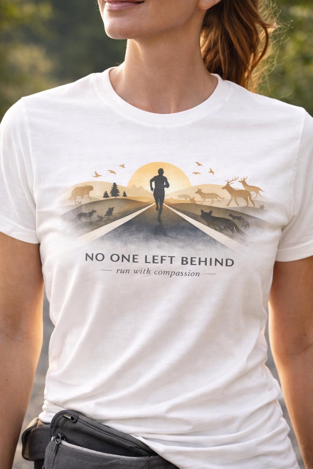 No One Left Behind Vegan Running Shirt | Unisex Plant-Based Tee | Run With Compassion, Motivational