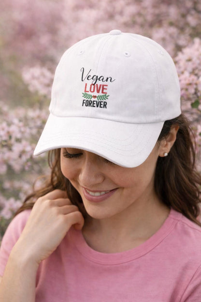 Vegan Love Forever Cap | Embroidered Floral Dad Hat