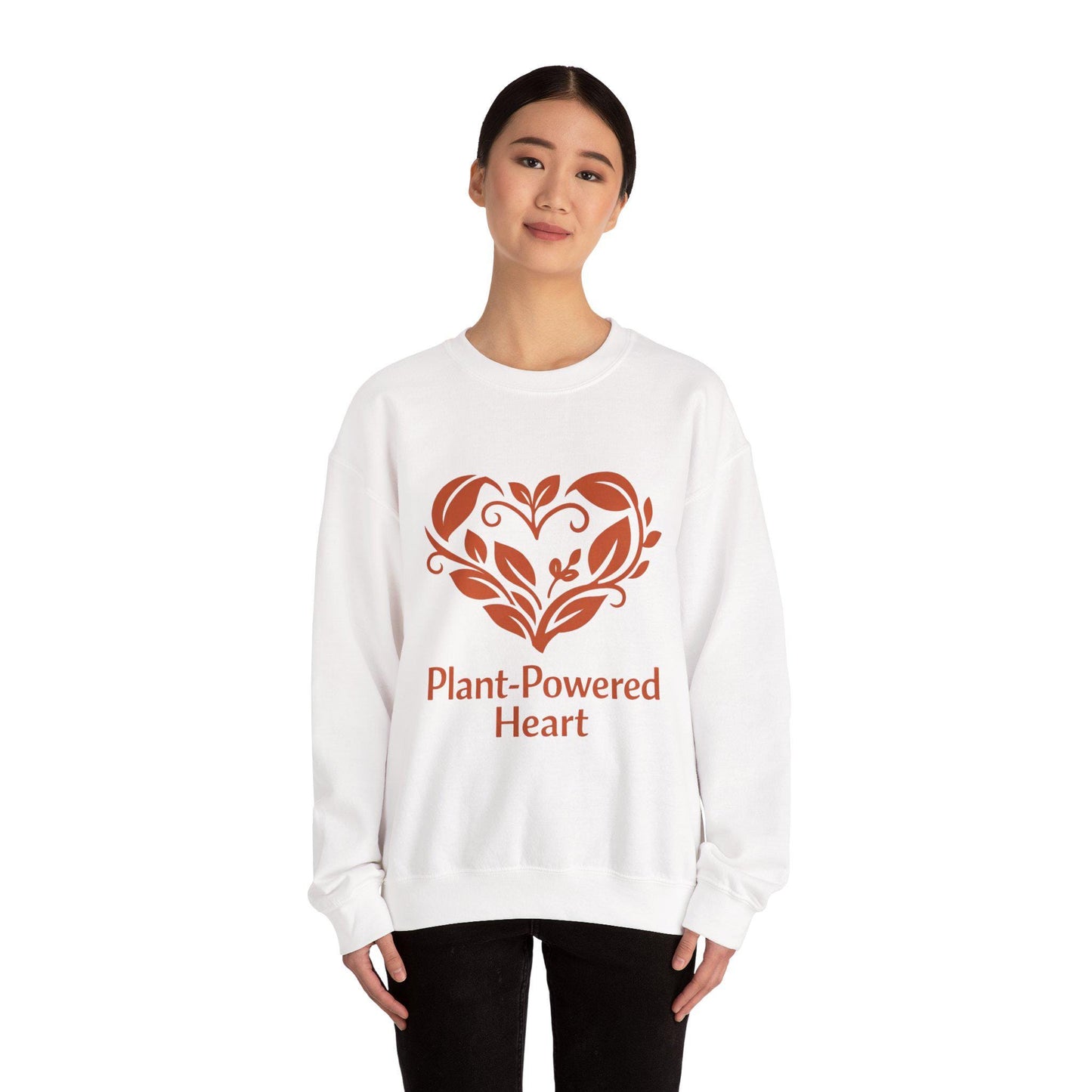 Plant Powered Heart Crewneck Sweatshirt Vegan Love Kindness Inspired Unisex Pullover