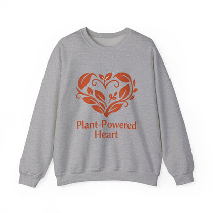Plant Powered Heart Crewneck Sweatshirt Vegan Love Kindness Inspired Unisex Pullover