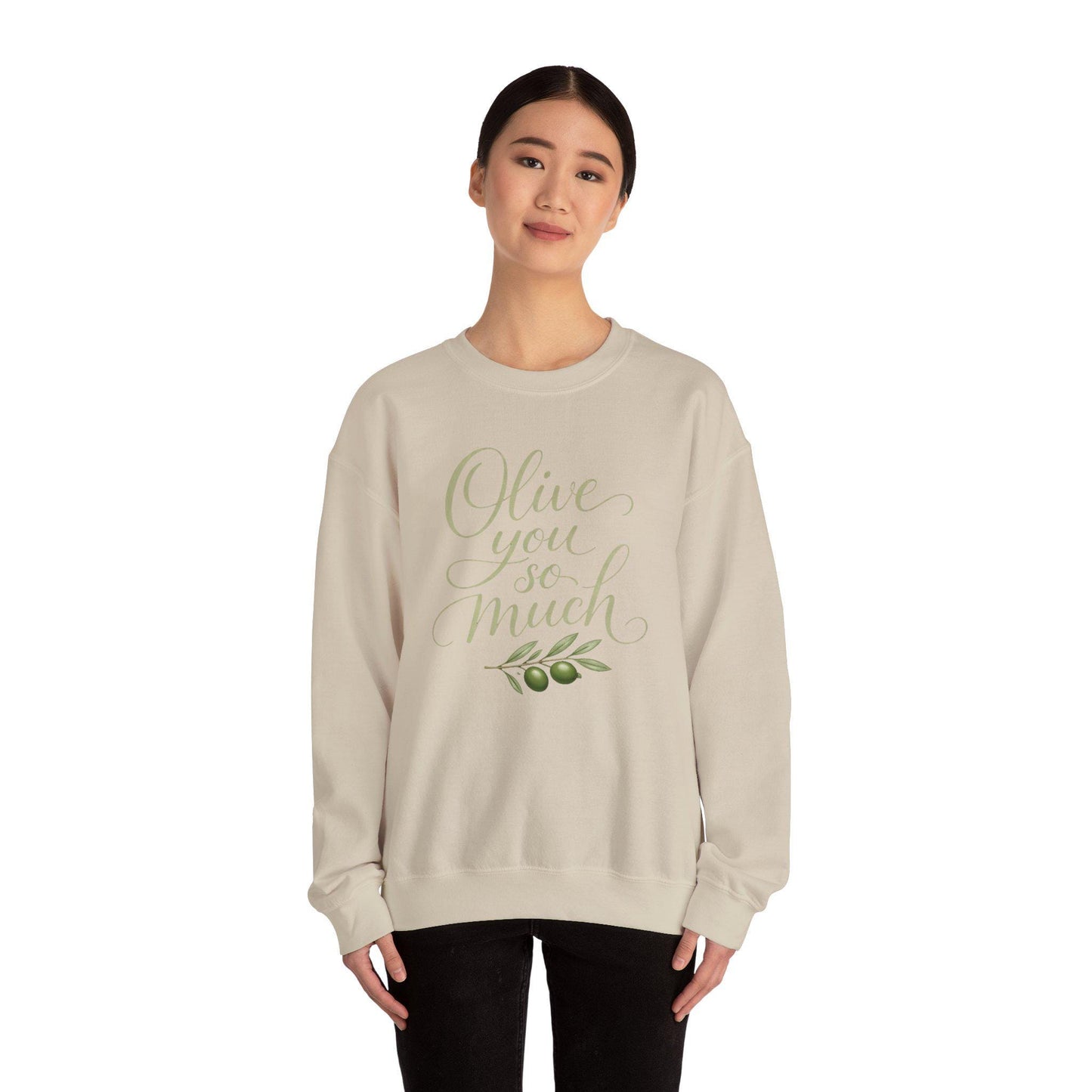 Olive You So Much Crewneck Sweatshirt Vegan Love Plant Based Valentine Gift Unisex