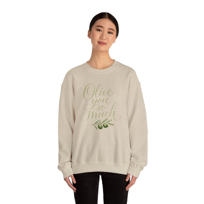 Olive You So Much Crewneck Sweatshirt Vegan Love Plant Based Valentine Gift Unisex