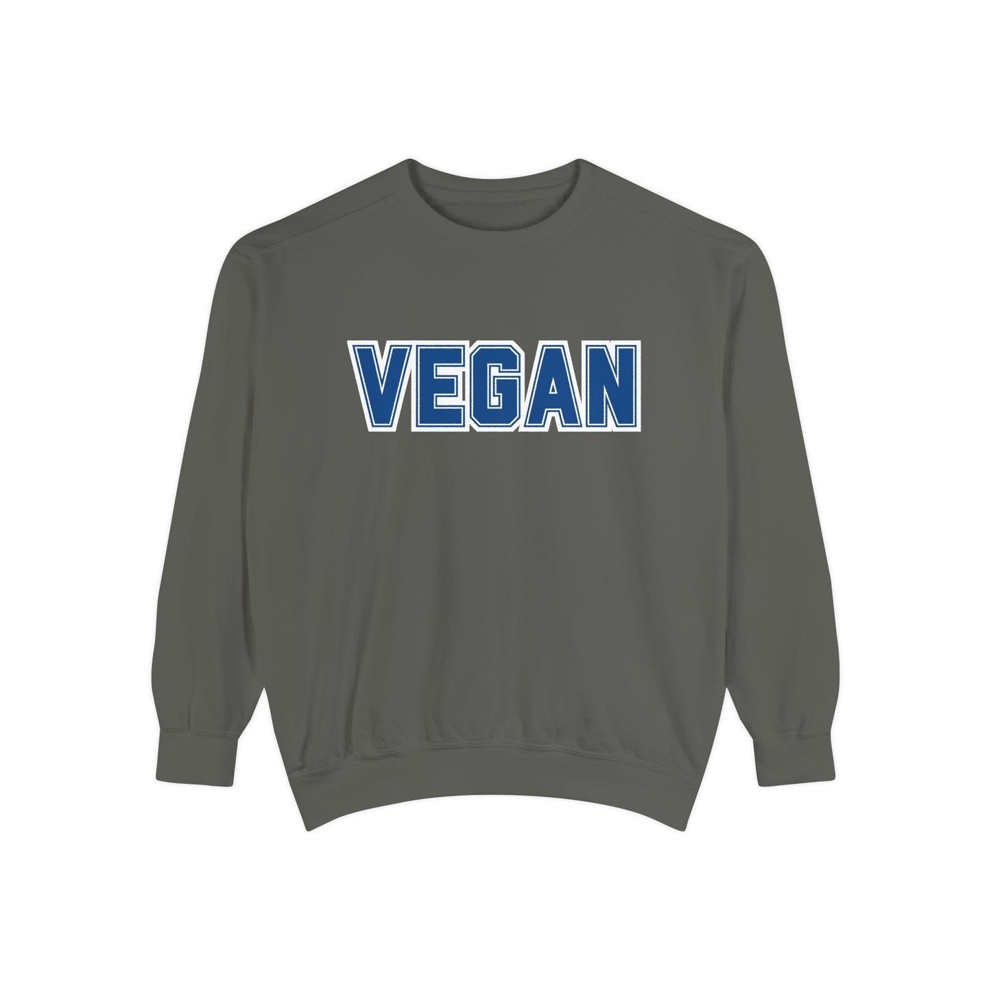 Vegan Text Collegiate Sweatshirt | Bold Varsity Graphic Crewneck | Plant Based Apparel