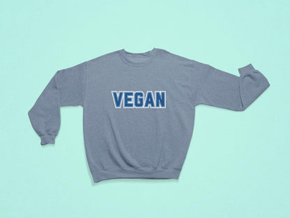 Vegan Text Collegiate Sweatshirt | Bold Varsity Graphic Crewneck | Plant Based Apparel