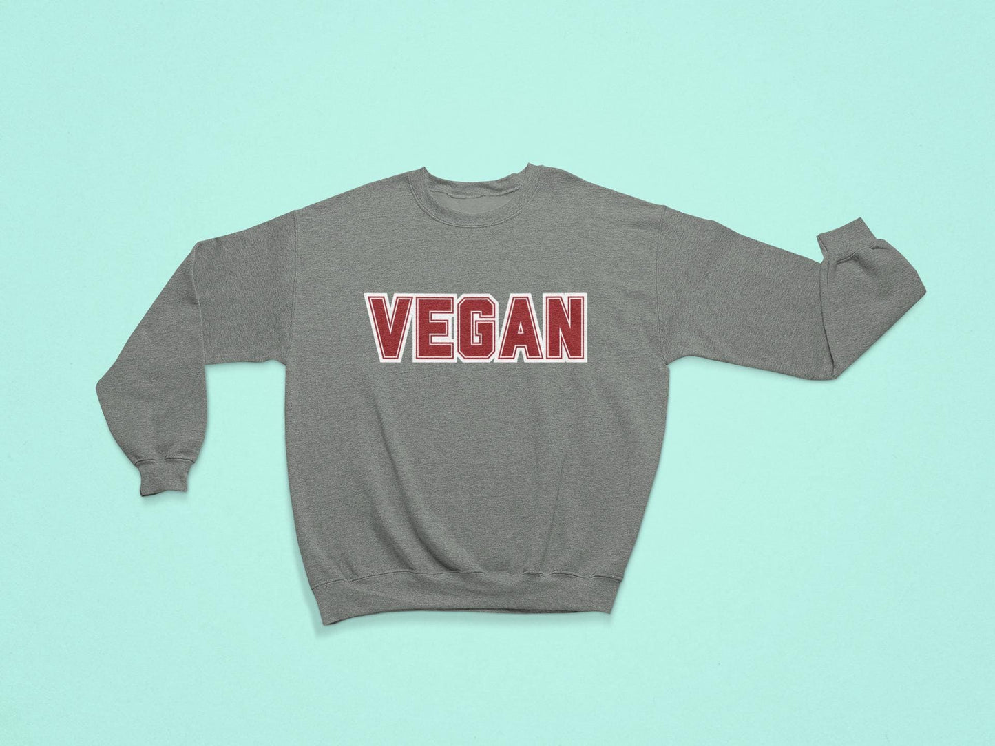 Vegan Lettering Sweatshirt | Bold Collegiate Graphic Crewneck | Plant Based Graphic Shirt | Unisex Varsity Style
