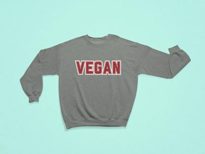 Vegan Lettering Sweatshirt | Bold Collegiate Graphic Crewneck | Plant Based Graphic Shirt | Unisex Varsity Style