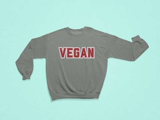Vegan Lettering Sweatshirt | Bold Collegiate Graphic Crewneck | Plant Based Graphic Shirt | Unisex Varsity Style