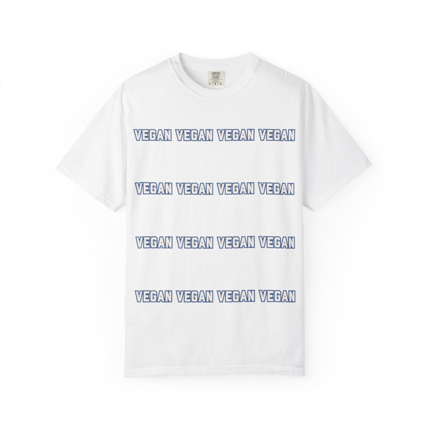 VEGAN Collegiate Text Repeat T Shirt | Comfort Colors 1717 Plant Based Tee