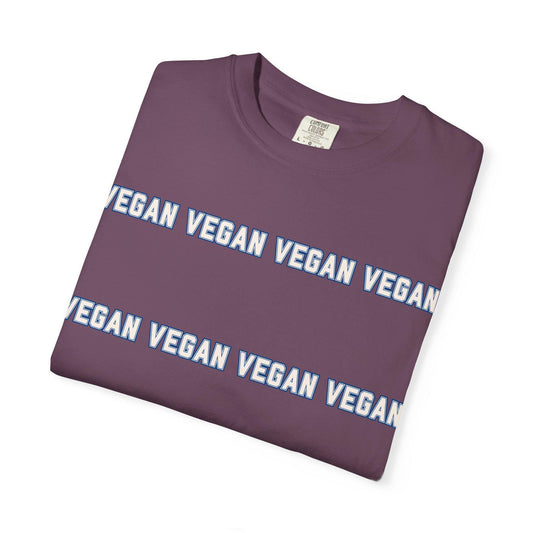 VEGAN Collegiate Text Repeat T Shirt | Comfort Colors 1717 Plant Based Tee