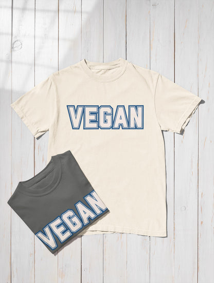 VEGAN Word Collegiate Graphic Tee | Comfort Colors Varsity Statement Shirt - Unisex Vegan Themed Top