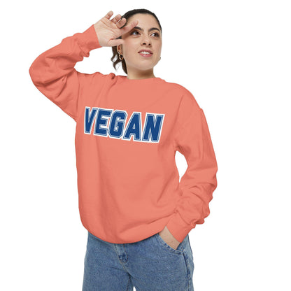Vegan Text Collegiate Sweatshirt | Bold Varsity Graphic Crewneck | Plant Based Apparel