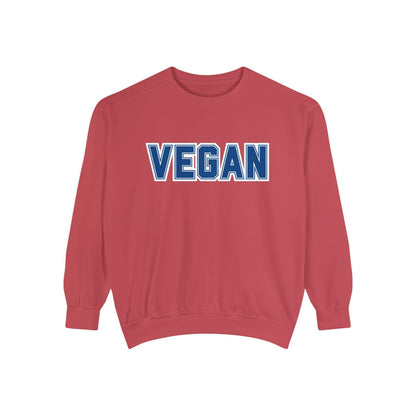 Vegan Text Collegiate Sweatshirt | Bold Varsity Graphic Crewneck | Plant Based Apparel