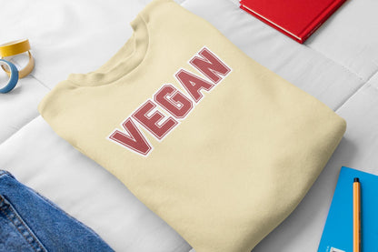 Vegan Lettering Sweatshirt | Bold Collegiate Graphic Crewneck | Plant Based Graphic Shirt | Unisex Varsity Style