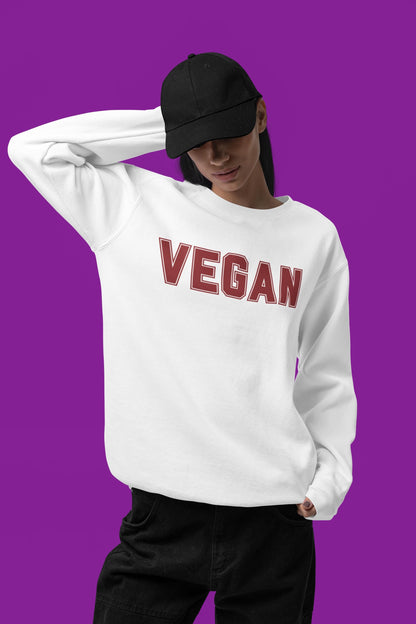 Vegan Lettering Sweatshirt | Bold Collegiate Graphic Crewneck | Plant Based Graphic Shirt | Unisex Varsity Style