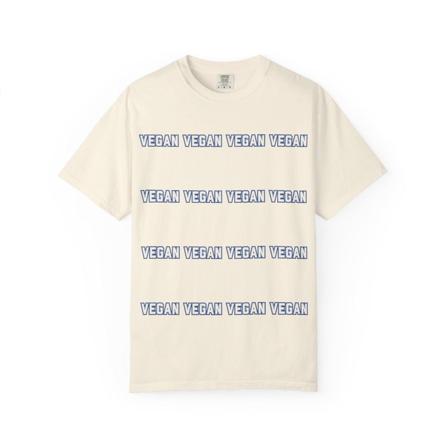 VEGAN Collegiate Text Repeat T Shirt | Comfort Colors 1717 Plant Based Tee