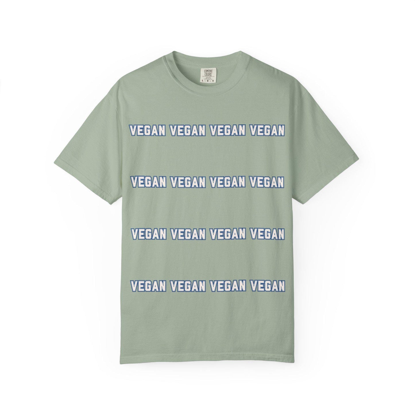VEGAN Collegiate Text Repeat T Shirt | Comfort Colors 1717 Plant Based Tee