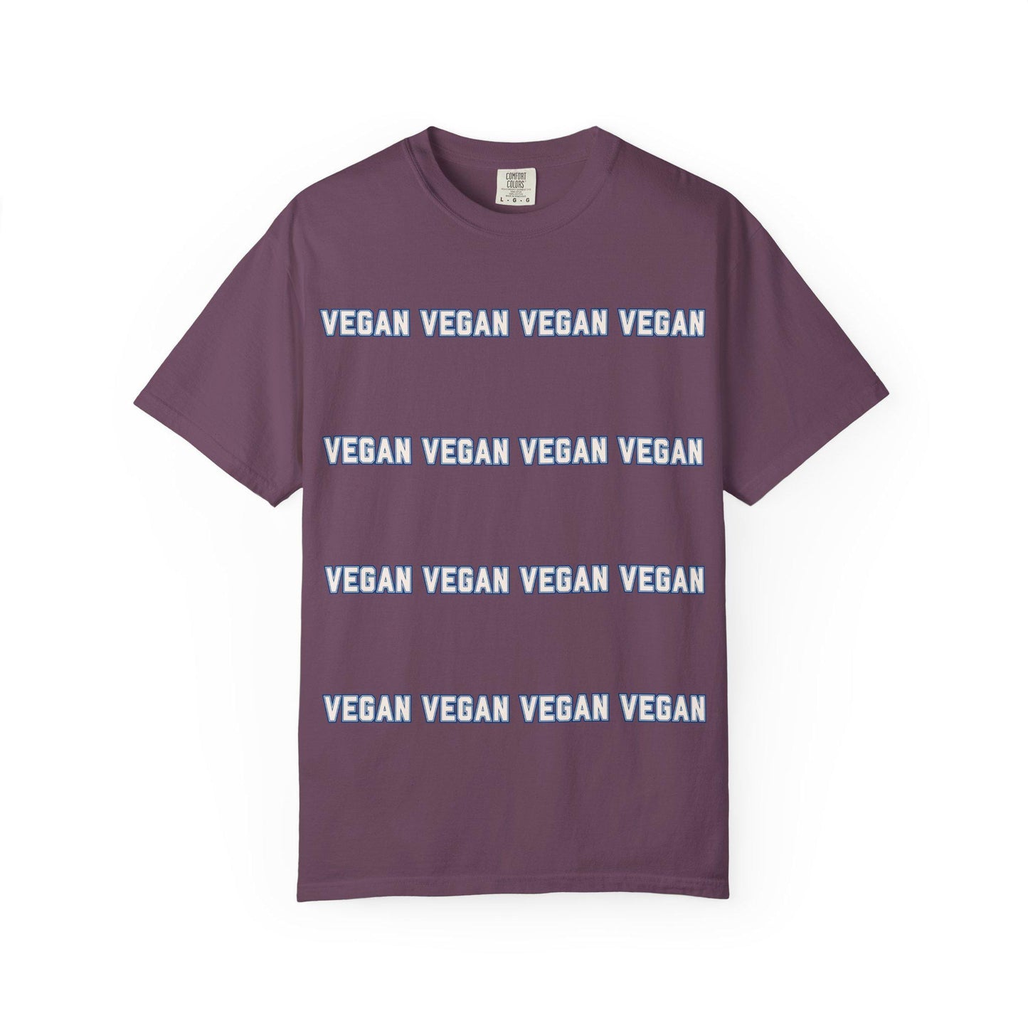 VEGAN Collegiate Text Repeat T Shirt | Comfort Colors 1717 Plant Based Tee