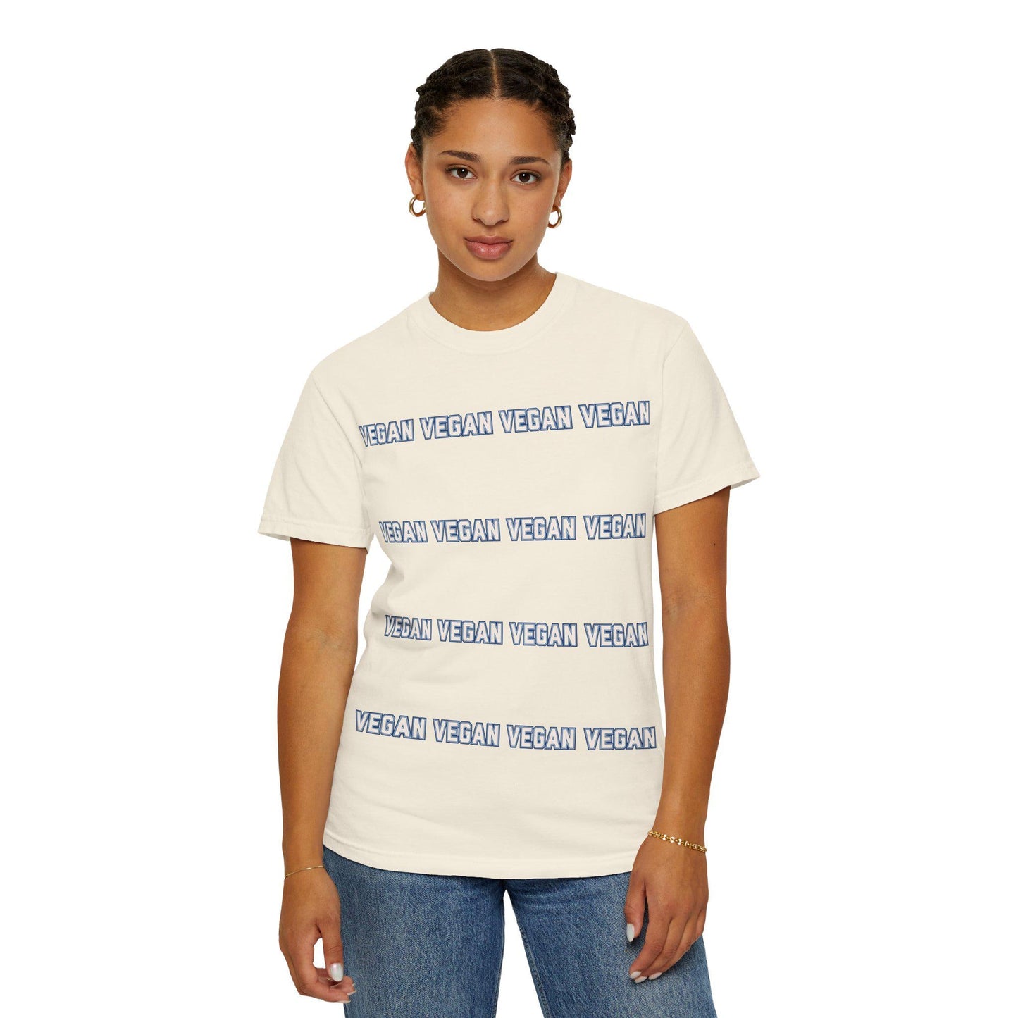 VEGAN Collegiate Text Repeat T Shirt | Comfort Colors 1717 Plant Based Tee