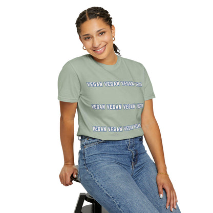 VEGAN Collegiate Text Repeat T Shirt | Comfort Colors 1717 Plant Based Tee