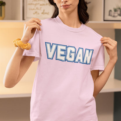VEGAN Word Collegiate Graphic Tee | Comfort Colors Varsity Statement Shirt - Unisex Vegan Themed Top