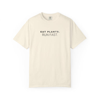 Eat Plants Run Fast Shirt, Minimalist Vegan Text Tee, Plant Based Runner Shirt, Fitness Gift