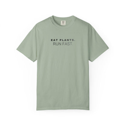 Eat Plants Run Fast Shirt, Minimalist Vegan Text Tee, Plant Based Runner Shirt, Fitness Gift
