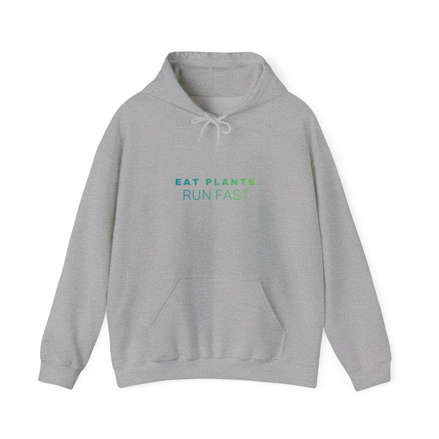 Eat Plants Run Fast Hoodie, Minimalist Vegan Text Sweatshirt, Plant Based Fitness Gift, Simple Typography Pullover