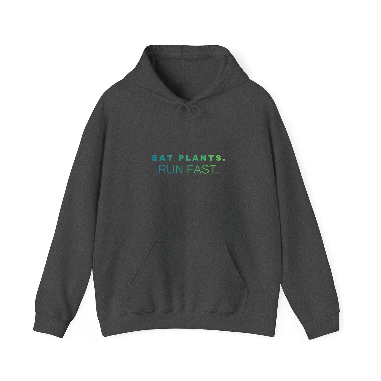 Eat Plants Run Fast Hoodie, Minimalist Vegan Text Sweatshirt, Plant Based Fitness Gift, Simple Typography Pullover