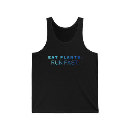 Eat Plants Run Fast Tank Top, Minimalist Vegan Workout Shirt, Plant Based Fitness Apparel