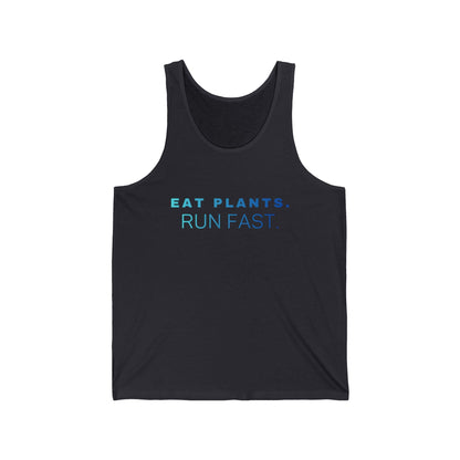 Eat Plants Run Fast Tank Top, Minimalist Vegan Workout Shirt, Plant Based Fitness Apparel